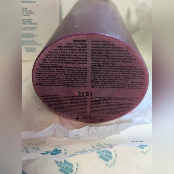 PARTYLITE Candle Mulberry Raspberry X3 Scented Pillar New NOS 4"X9" &  3" X 7" - Picture 5 of 10